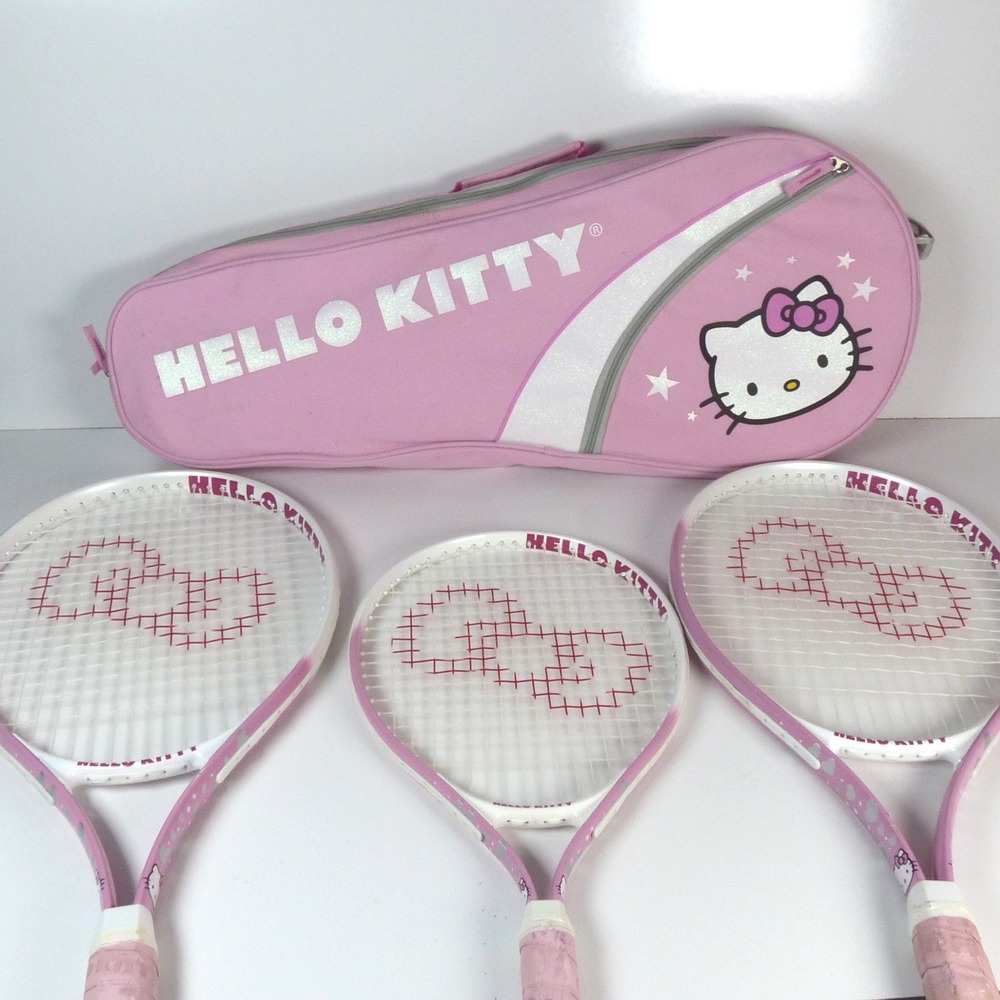 Rare 2013 Vtg Hello Kitty Sanrio Tennis Racquet Set Carrying Bag Adults Kid